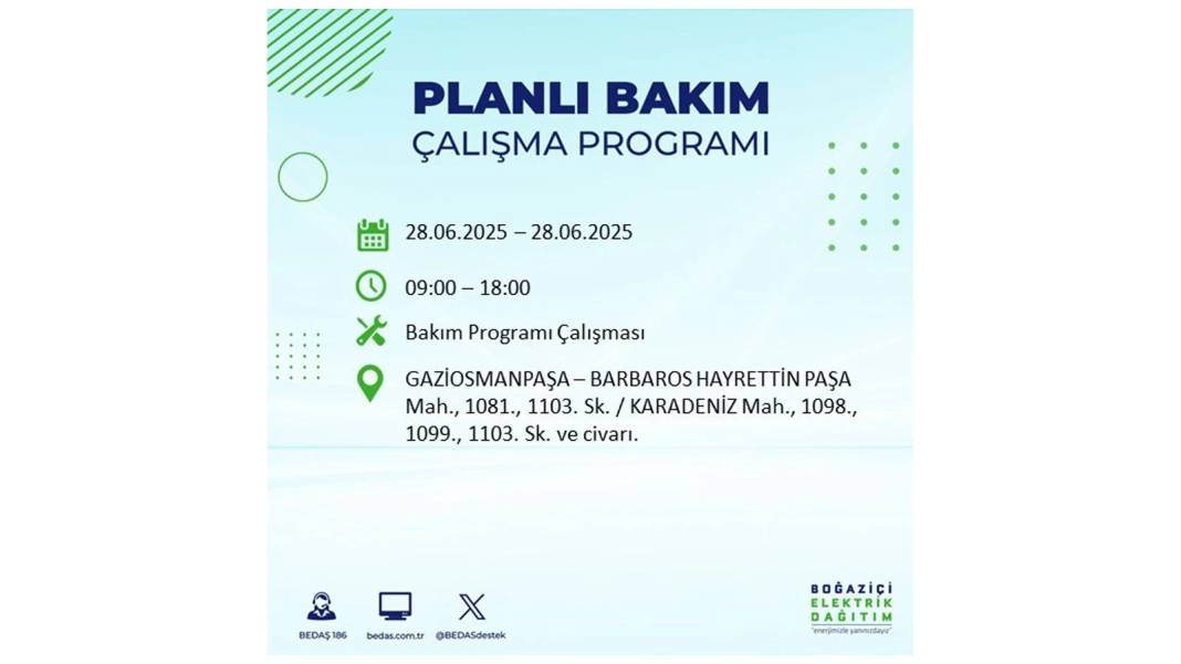 O İLÇELER KARANLIĞA GÖMÜLECEK: BEDAŞ 28 Haziran Cumartesi elektrik kesintisi yaşayacak ilçeleri sıraladı! 6