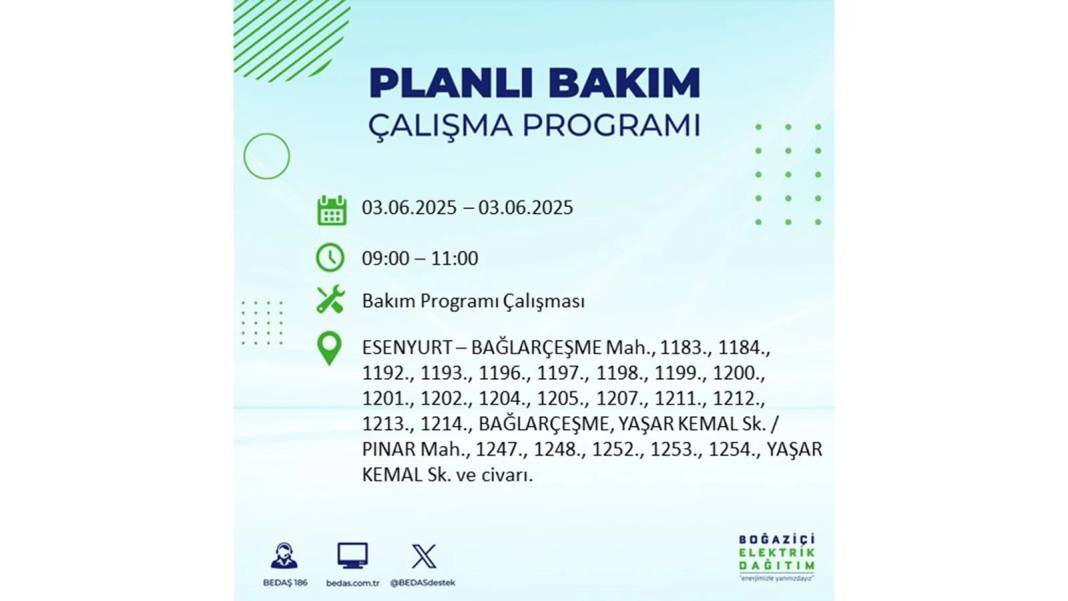BÜYÜK ELEKTRİK KESİNTİSİ YAŞANACAK: BEDAŞ 3 Haziran elektrik kesintisi yaşayacak ilçeleri uyardı. Elektrikler ne zaman gelecek? 49