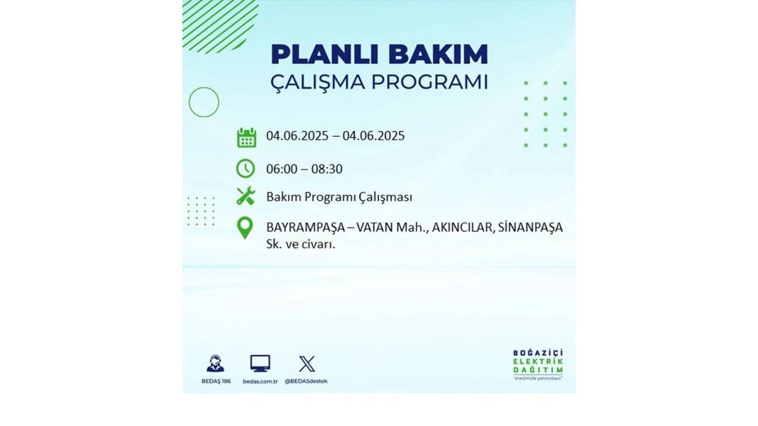 SAATLERCE ELEKTRİK OLMAYACAK: BEDAŞ 4 Haziran Çarşamba elektrik kesintisi yaşayacak ilçeleri sıraladı! 33