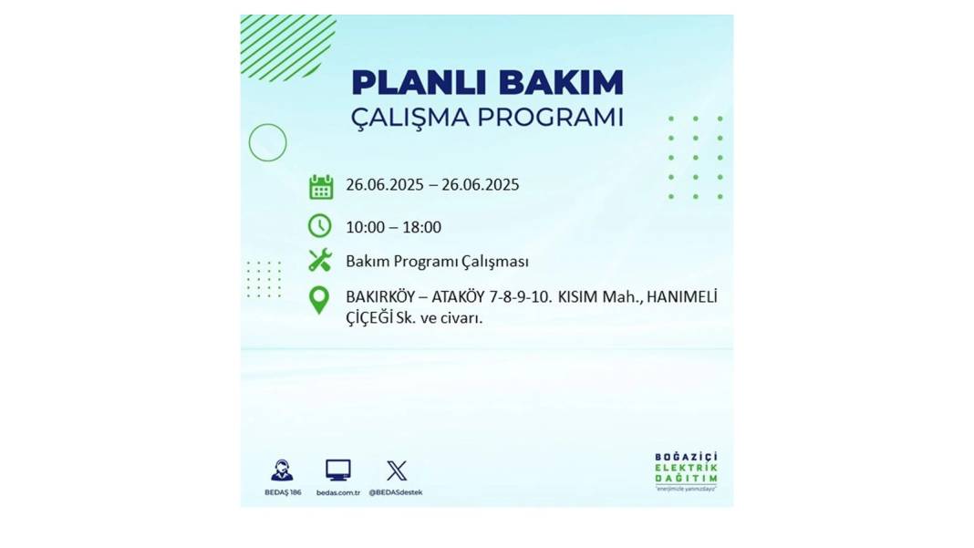 BÜYÜK ELEKTRİK KESİNTİSİ YAŞANACAK: BEDAŞ 26 Haziran Perşembe günü için o ilçeleri uyardı! 45