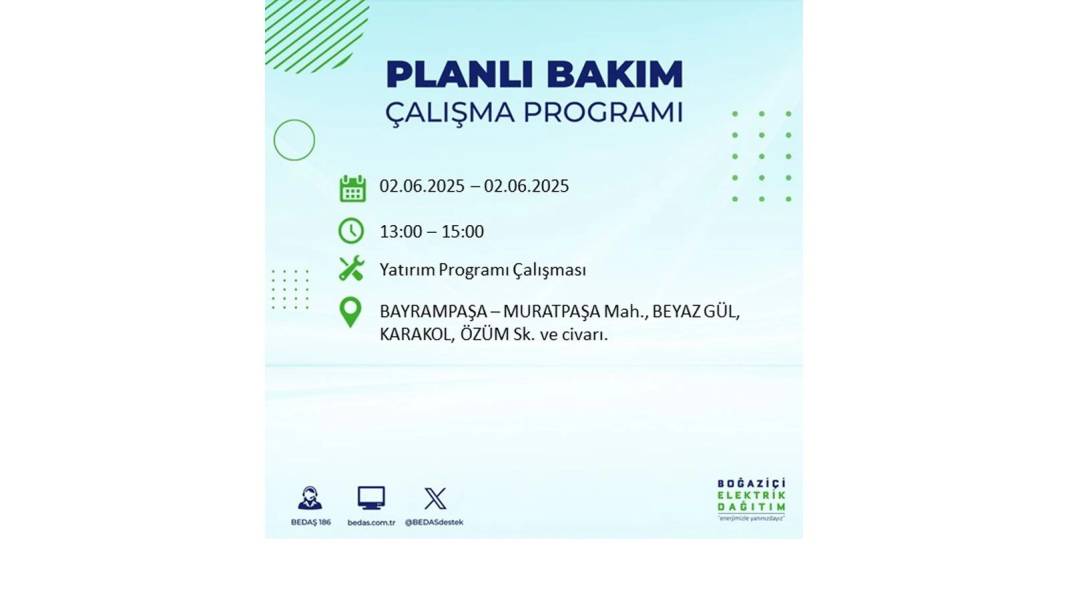 BÜYÜK KESİNTİ YAŞANACAK: BEDAŞ 2 Haziran Pazartesi günü elektrik kesintisi yaşayacak ilçeleri sıraladı 47