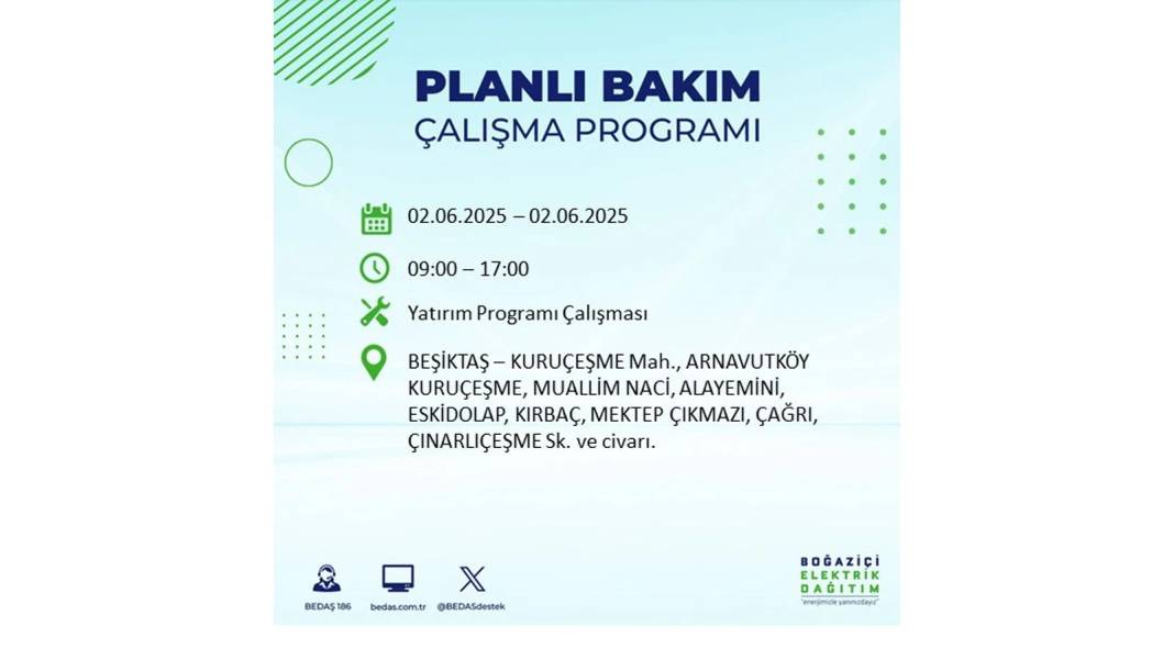 BÜYÜK KESİNTİ YAŞANACAK: BEDAŞ 2 Haziran Pazartesi günü elektrik kesintisi yaşayacak ilçeleri sıraladı 44