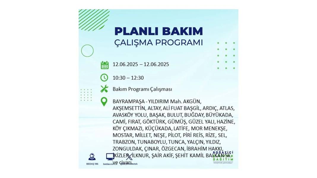 BÜYÜK KESİNTİ YAŞANACAK: BEDAŞ 12 Haziran Perşembe elektrik kesintisi yaşayacak ilçeleri sıraladı. Elektrikler ne zaman gelecek? 51