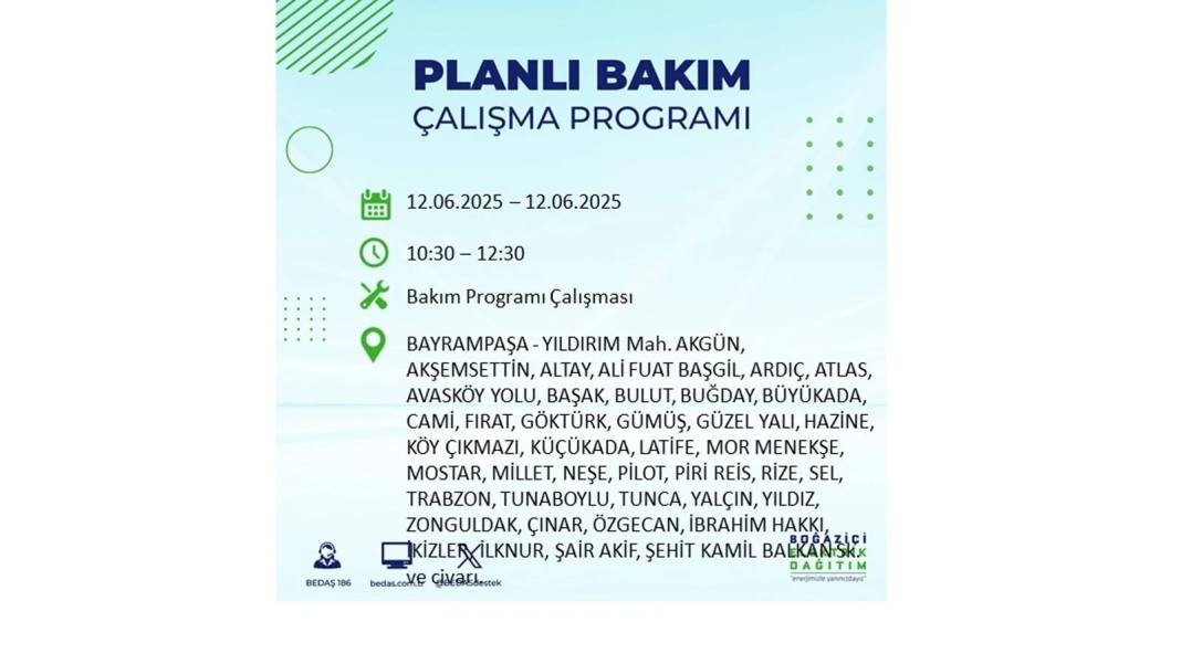 BÜYÜK KESİNTİ YAŞANACAK: BEDAŞ 12 Haziran Perşembe elektrik kesintisi yaşayacak ilçeleri sıraladı. Elektrikler ne zaman gelecek? 48