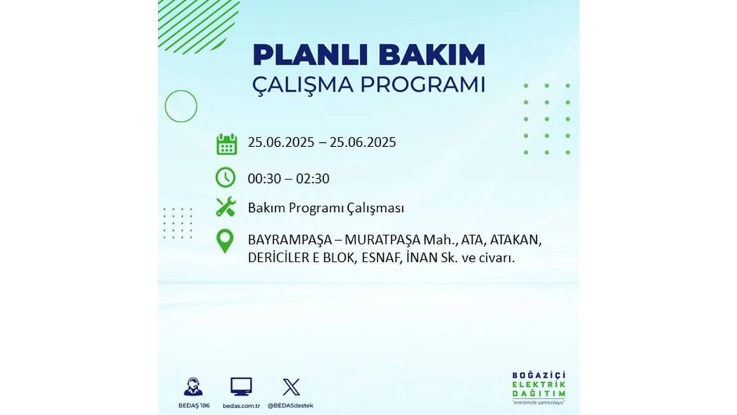 KARANLIĞA GÖMÜLECEKLER: BEDAŞ 25 Haziran Çarşamba elektrik kesintisi yaşayacak ilçeleri sıraladı. Elektrikler ne zaman gelecek? 45