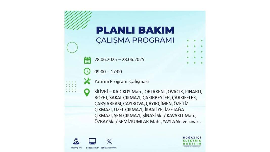 O İLÇELER KARANLIĞA GÖMÜLECEK: BEDAŞ 28 Haziran Cumartesi elektrik kesintisi yaşayacak ilçeleri sıraladı! 3