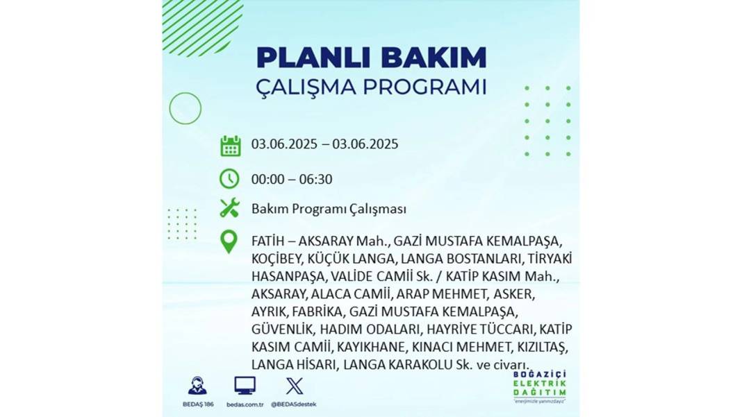 BÜYÜK ELEKTRİK KESİNTİSİ YAŞANACAK: BEDAŞ 3 Haziran elektrik kesintisi yaşayacak ilçeleri uyardı. Elektrikler ne zaman gelecek? 45
