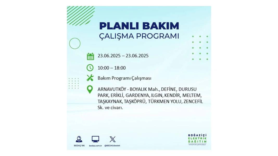 KARANLIĞA HAPSOLACAKLAR: 23 Haziran Pazartesi İstanbul elektrik kesintisi. BEDAŞ o ilçeleri uyardı! 63