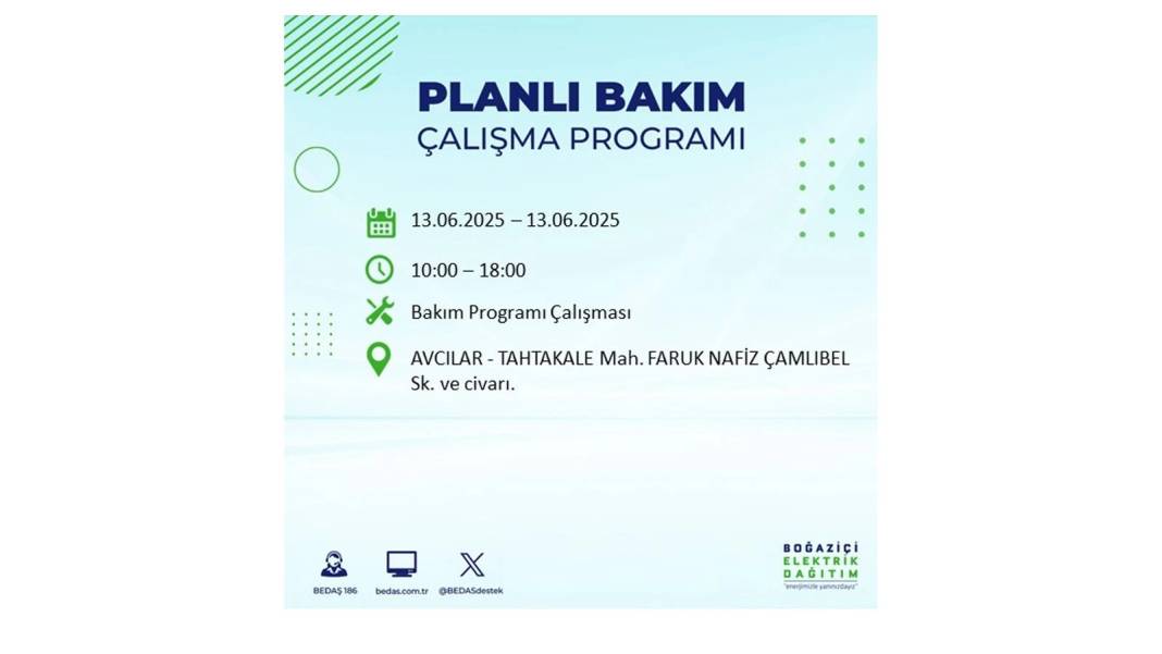 ELEKTRİKLER SAATLERCE OLMAYACAK: BEDAŞ 13 Haziran Cuma elektrik kesintisi yaşayacak ilçeleri sıraladı! 64