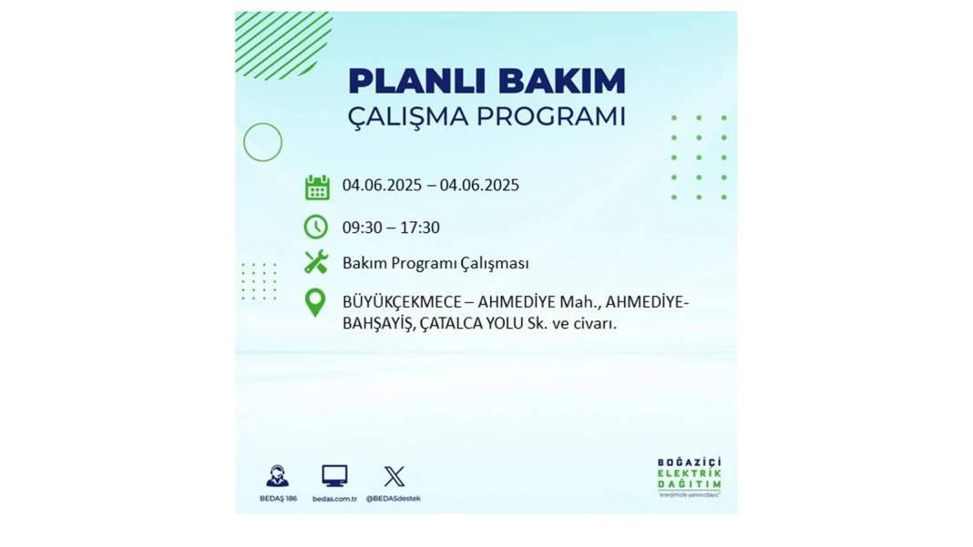 SAATLERCE ELEKTRİK OLMAYACAK: BEDAŞ 4 Haziran Çarşamba elektrik kesintisi yaşayacak ilçeleri sıraladı! 34