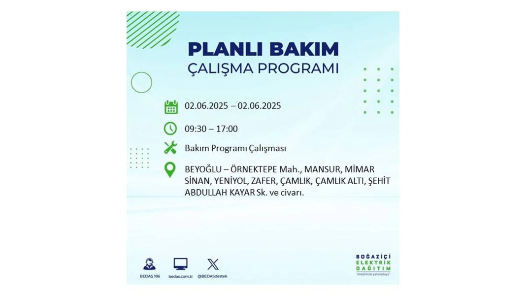 BÜYÜK KESİNTİ YAŞANACAK: BEDAŞ 2 Haziran Pazartesi günü elektrik kesintisi yaşayacak ilçeleri sıraladı 45