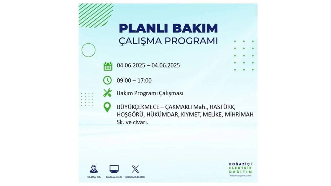 SAATLERCE ELEKTRİK OLMAYACAK: BEDAŞ 4 Haziran Çarşamba elektrik kesintisi yaşayacak ilçeleri sıraladı! 29