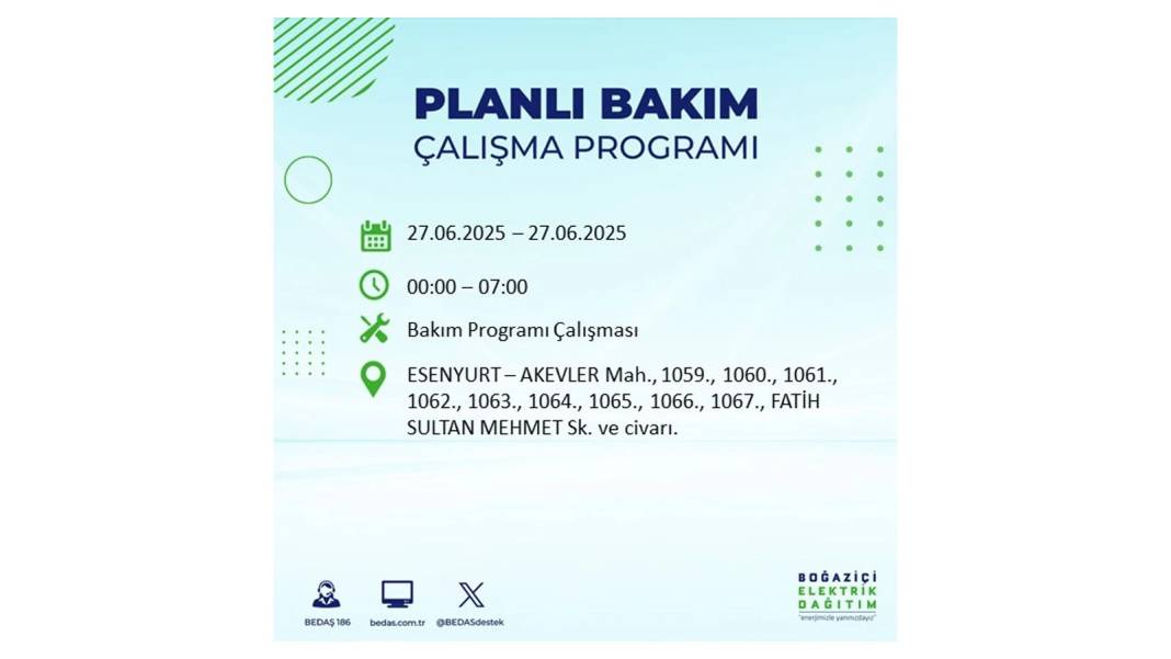 SAATLERCE ELEKTRİK OLMAYACAK: BEDAŞ 27 Haziran Cuma elektrik kesintisi yaşayacak ilçeleri sıraladı! 34