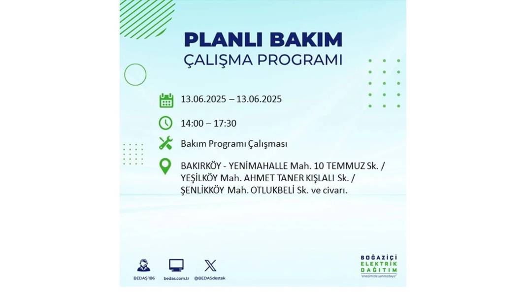 ELEKTRİKLER SAATLERCE OLMAYACAK: BEDAŞ 13 Haziran Cuma elektrik kesintisi yaşayacak ilçeleri sıraladı! 46