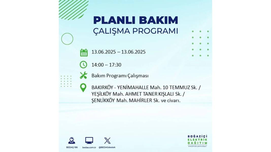 ELEKTRİKLER SAATLERCE OLMAYACAK: BEDAŞ 13 Haziran Cuma elektrik kesintisi yaşayacak ilçeleri sıraladı! 45