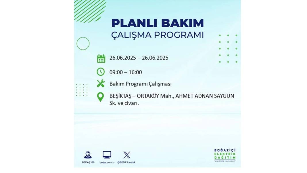 BÜYÜK ELEKTRİK KESİNTİSİ YAŞANACAK: BEDAŞ 26 Haziran Perşembe günü için o ilçeleri uyardı! 40