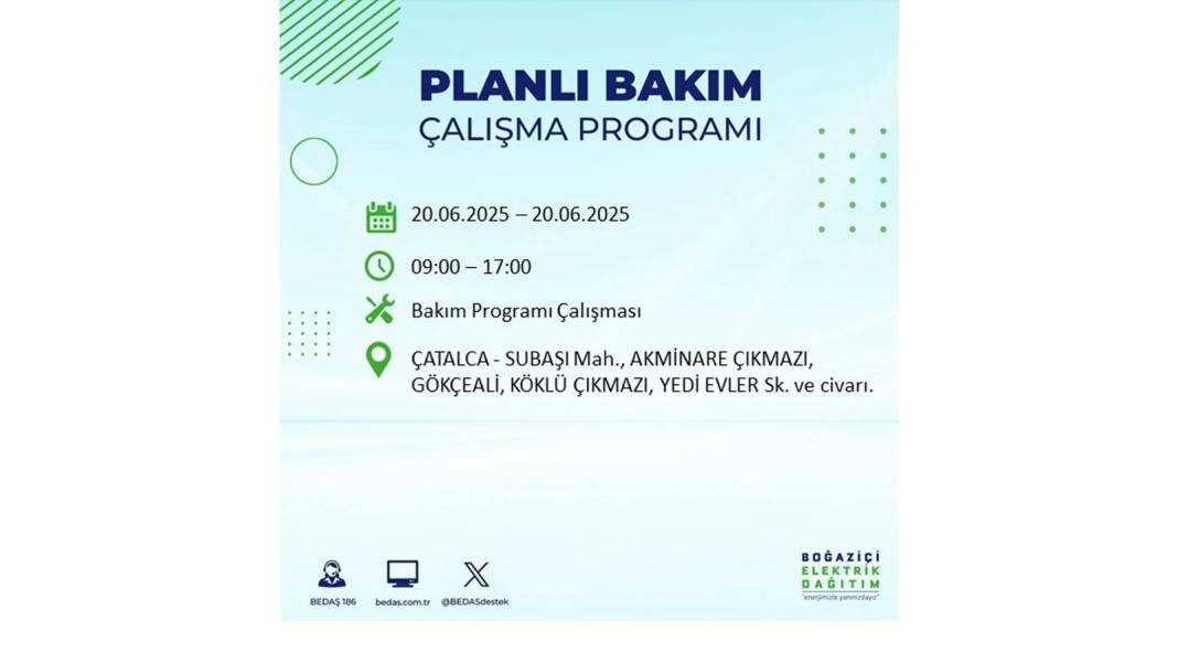 BÜYÜK KESİNTİ YAŞANACAK: BEDAŞ 20 Haziran Cuma elektrik kesintisi yaşayacak ilçeleri sıraladı. Elektrikler ne zaman gelecek? 33