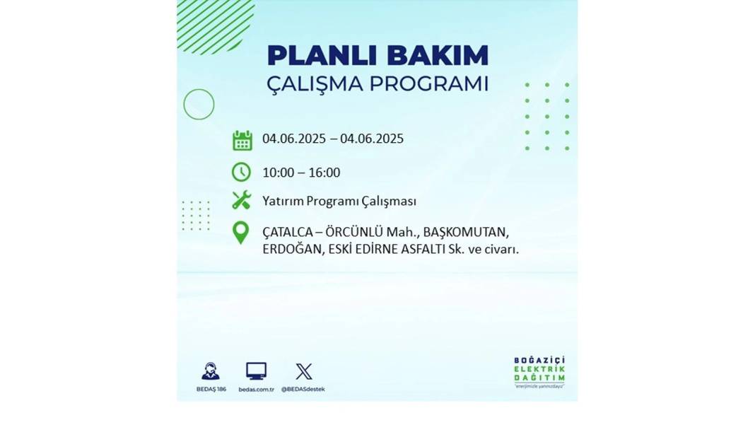 SAATLERCE ELEKTRİK OLMAYACAK: BEDAŞ 4 Haziran Çarşamba elektrik kesintisi yaşayacak ilçeleri sıraladı! 28