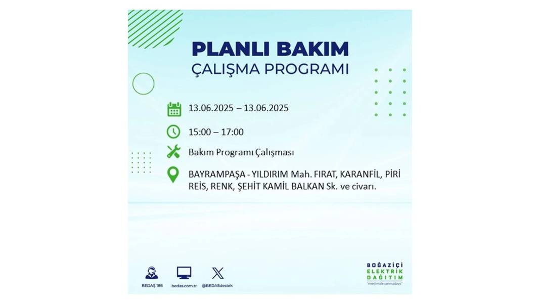 ELEKTRİKLER SAATLERCE OLMAYACAK: BEDAŞ 13 Haziran Cuma elektrik kesintisi yaşayacak ilçeleri sıraladı! 44