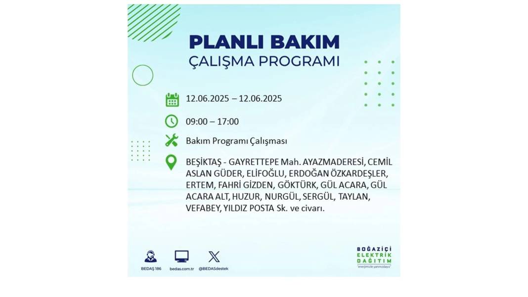 BÜYÜK KESİNTİ YAŞANACAK: BEDAŞ 12 Haziran Perşembe elektrik kesintisi yaşayacak ilçeleri sıraladı. Elektrikler ne zaman gelecek? 43