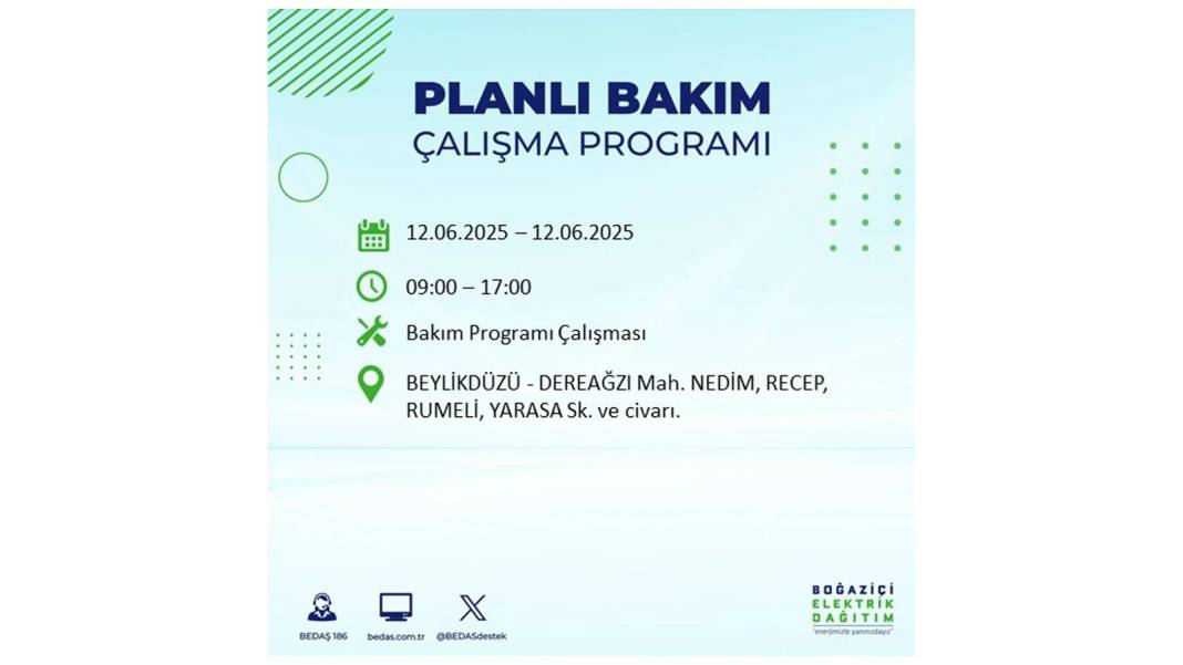BÜYÜK KESİNTİ YAŞANACAK: BEDAŞ 12 Haziran Perşembe elektrik kesintisi yaşayacak ilçeleri sıraladı. Elektrikler ne zaman gelecek? 44