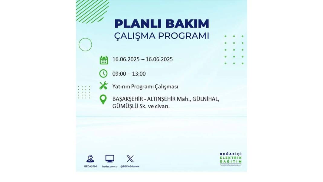 SAATLERCE ELEKTRİK OLMAYACAK: BEDAŞ 16 Haziran Pazartesi elektrik kesintisi yaşayacak ilçeleri sıraladı! 61