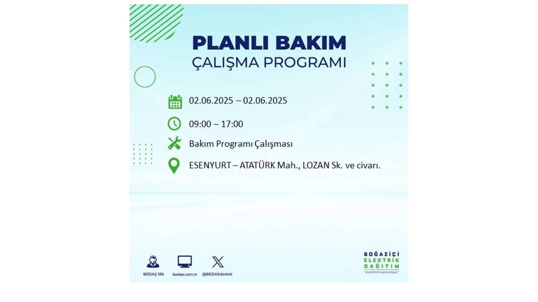 BÜYÜK KESİNTİ YAŞANACAK: BEDAŞ 2 Haziran Pazartesi günü elektrik kesintisi yaşayacak ilçeleri sıraladı 37