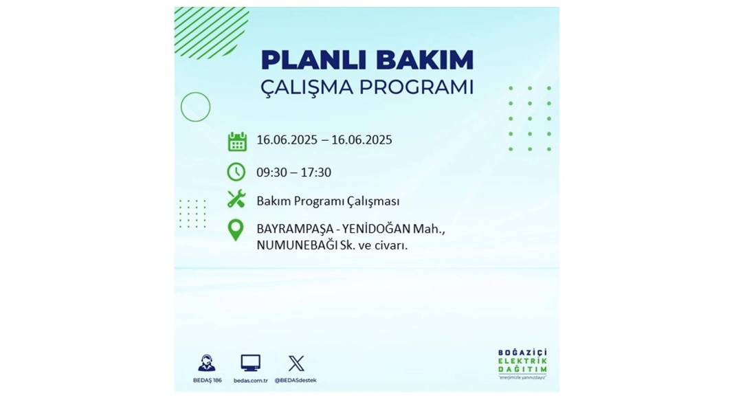 SAATLERCE ELEKTRİK OLMAYACAK: BEDAŞ 16 Haziran Pazartesi elektrik kesintisi yaşayacak ilçeleri sıraladı! 60