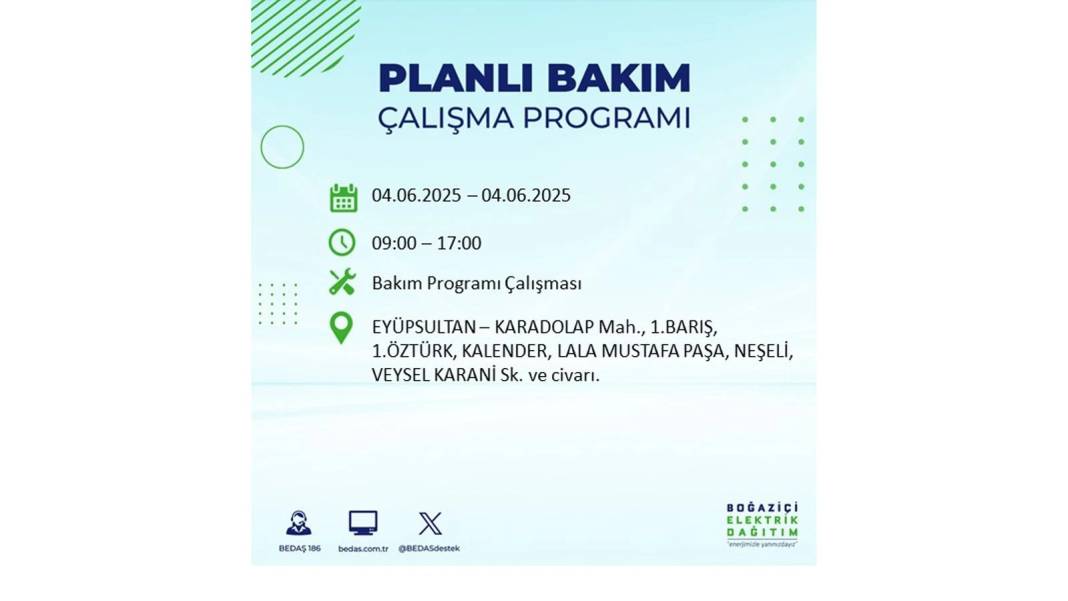 SAATLERCE ELEKTRİK OLMAYACAK: BEDAŞ 4 Haziran Çarşamba elektrik kesintisi yaşayacak ilçeleri sıraladı! 22