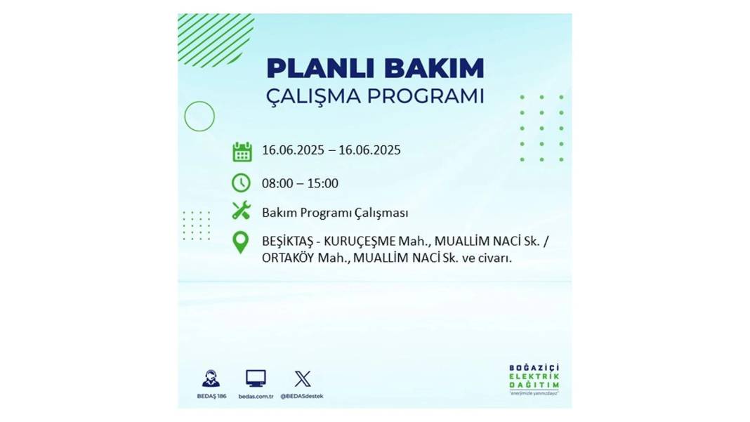 SAATLERCE ELEKTRİK OLMAYACAK: BEDAŞ 16 Haziran Pazartesi elektrik kesintisi yaşayacak ilçeleri sıraladı! 62