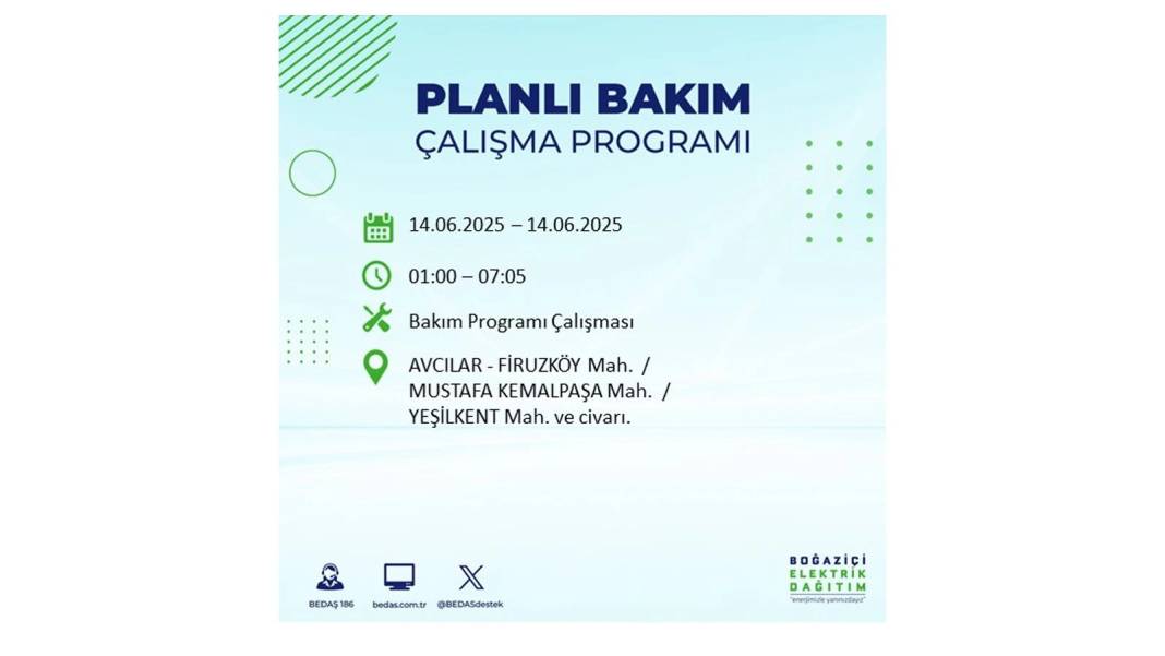 O İLÇELERDE ELEKTRİK OLMAYACAK: BEDAŞ 14 Haziran Cumartesi günü elektrik kesintisi yaşayacak ilçeleri duyurdu! 55