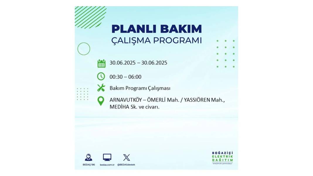 BÜYÜK KESİNTİ YAŞANACAK: BEDAŞ 30 Haziran Pazartesi elektrik kesintisi yaşayacak ilçeleri sıraladı. Elektrikler ne zaman gelecek 77