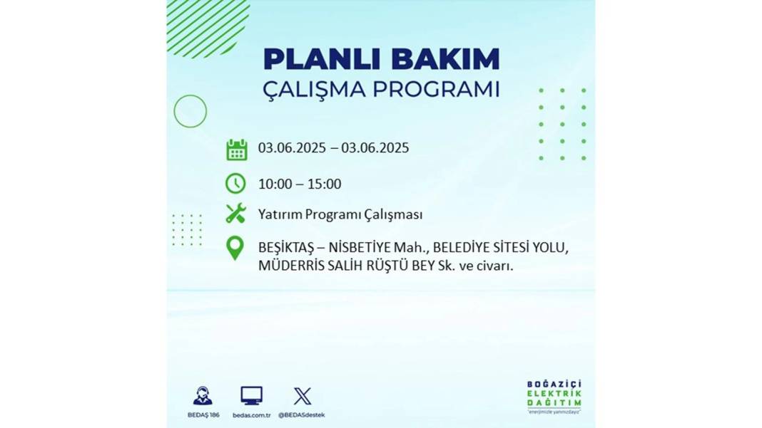 BÜYÜK ELEKTRİK KESİNTİSİ YAŞANACAK: BEDAŞ 3 Haziran elektrik kesintisi yaşayacak ilçeleri uyardı. Elektrikler ne zaman gelecek? 61