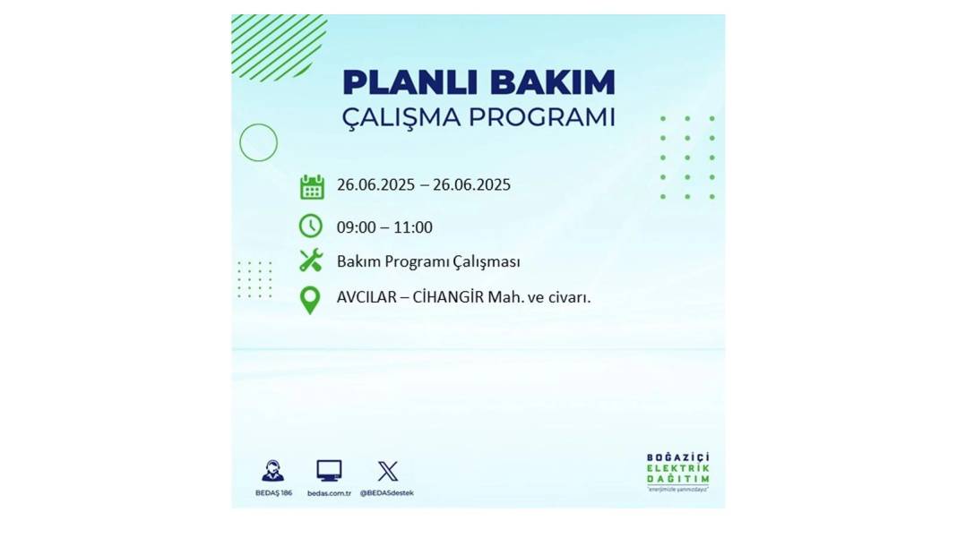 BÜYÜK ELEKTRİK KESİNTİSİ YAŞANACAK: BEDAŞ 26 Haziran Perşembe günü için o ilçeleri uyardı! 58