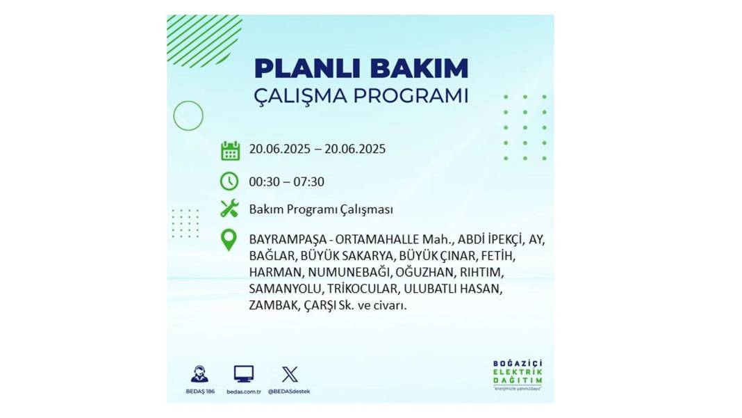 KARANLIĞA HAPSOLACAKLAR: 23 Haziran Pazartesi İstanbul elektrik kesintisi. BEDAŞ o ilçeleri uyardı! 36