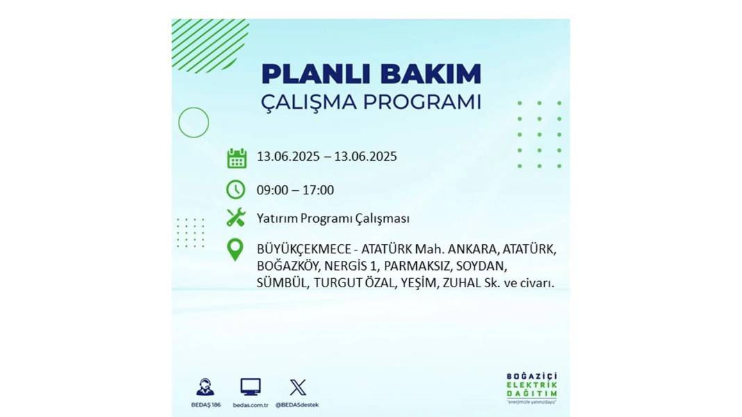 ELEKTRİKLER SAATLERCE OLMAYACAK: BEDAŞ 13 Haziran Cuma elektrik kesintisi yaşayacak ilçeleri sıraladı! 36