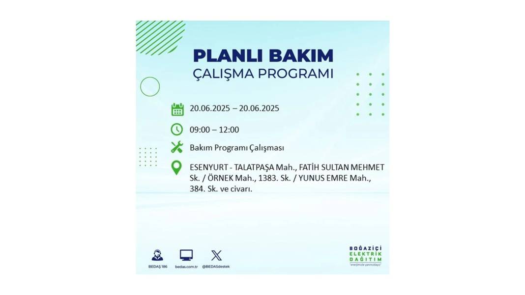 BÜYÜK KESİNTİ YAŞANACAK: BEDAŞ 20 Haziran Cuma elektrik kesintisi yaşayacak ilçeleri sıraladı. Elektrikler ne zaman gelecek? 23
