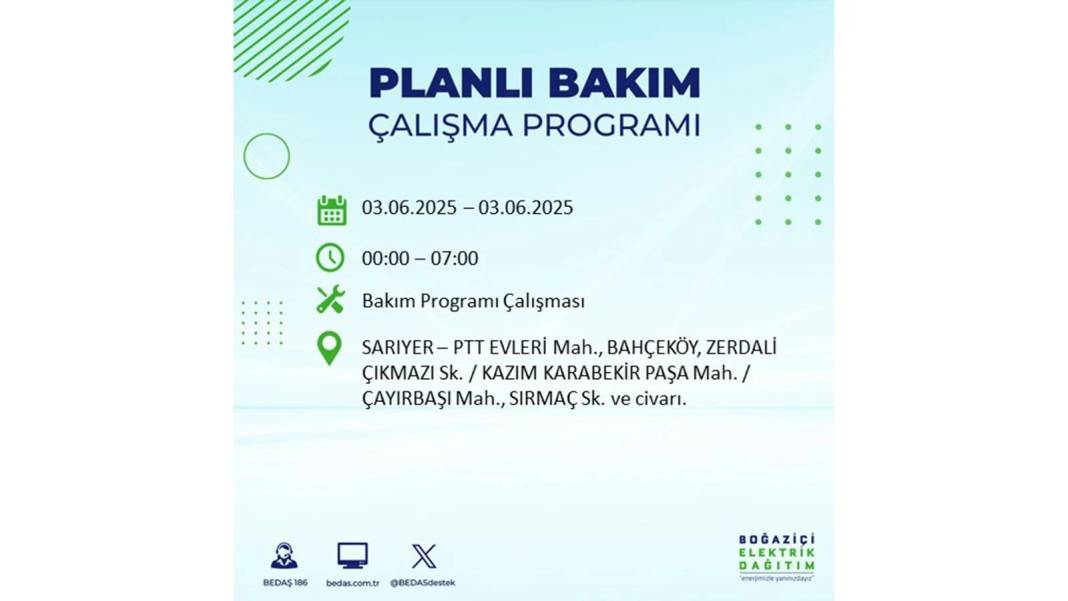 BÜYÜK ELEKTRİK KESİNTİSİ YAŞANACAK: BEDAŞ 3 Haziran elektrik kesintisi yaşayacak ilçeleri uyardı. Elektrikler ne zaman gelecek? 30