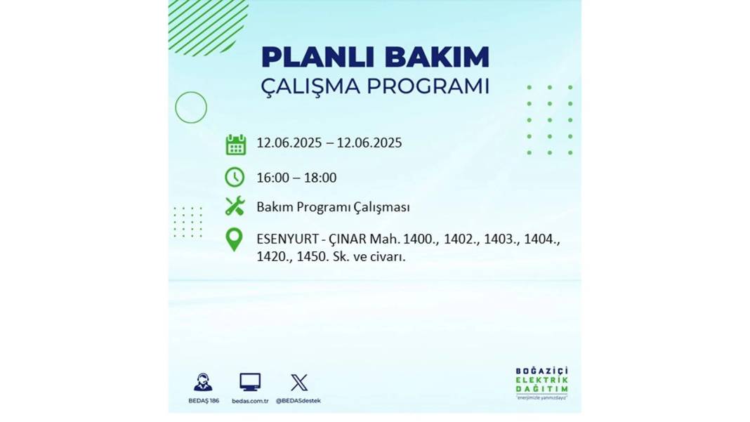 BÜYÜK KESİNTİ YAŞANACAK: BEDAŞ 12 Haziran Perşembe elektrik kesintisi yaşayacak ilçeleri sıraladı. Elektrikler ne zaman gelecek? 35