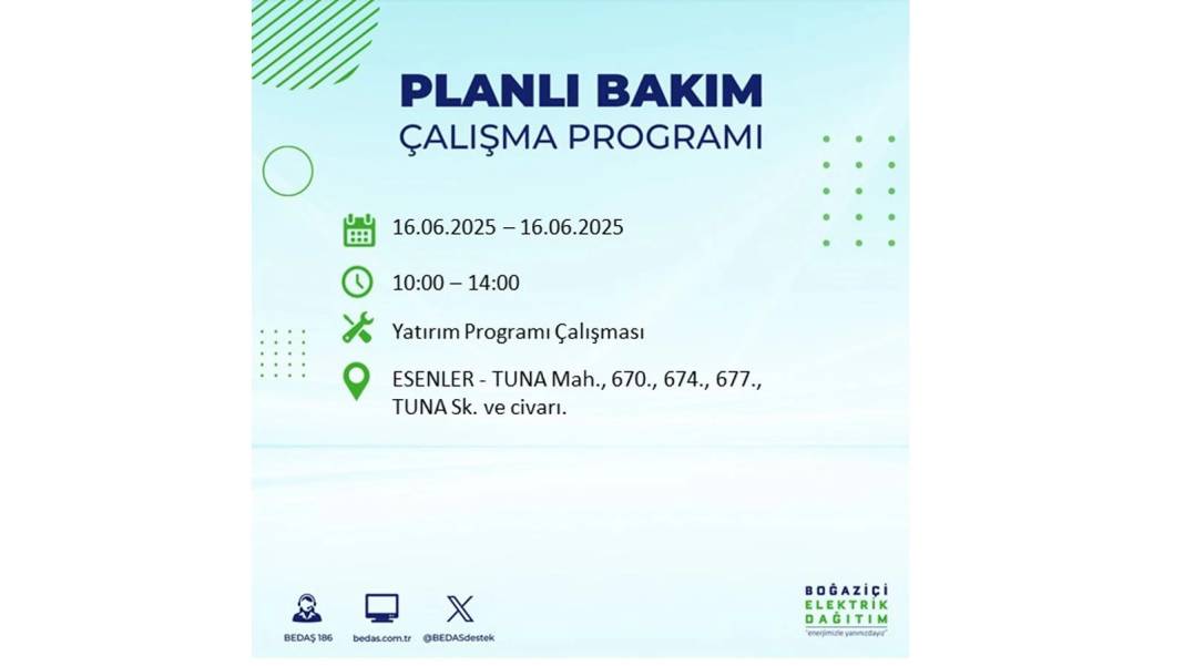 SAATLERCE ELEKTRİK OLMAYACAK: BEDAŞ 16 Haziran Pazartesi elektrik kesintisi yaşayacak ilçeleri sıraladı! 56
