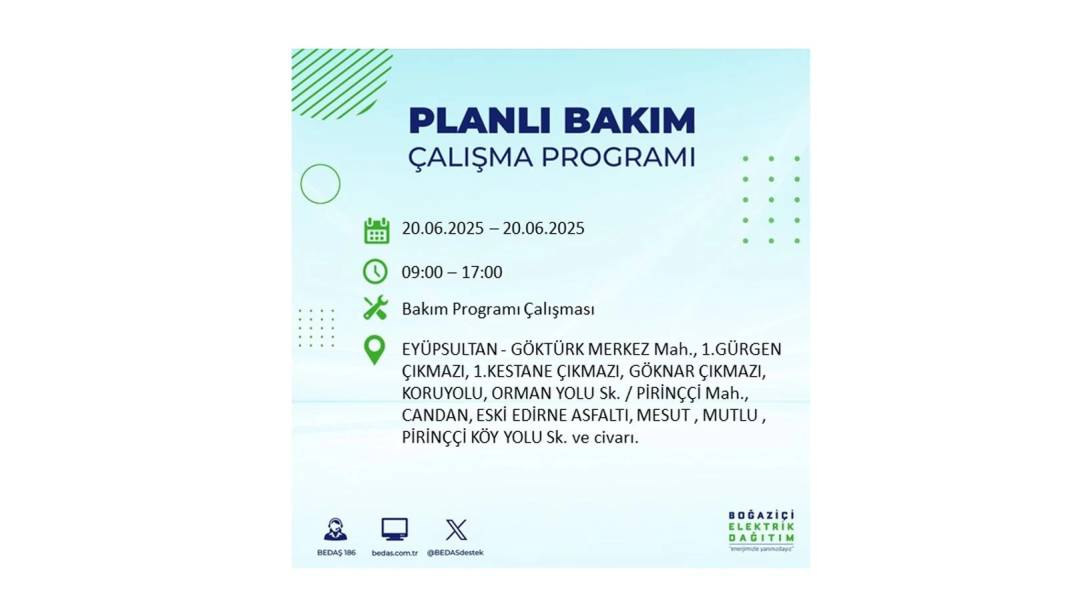 BÜYÜK KESİNTİ YAŞANACAK: BEDAŞ 20 Haziran Cuma elektrik kesintisi yaşayacak ilçeleri sıraladı. Elektrikler ne zaman gelecek? 20
