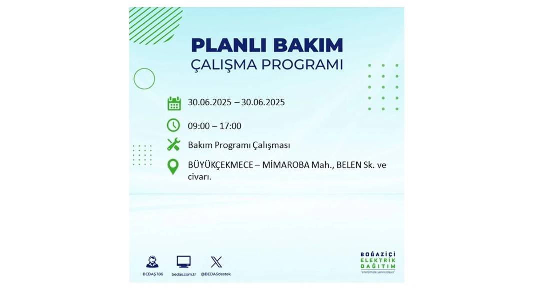 BÜYÜK KESİNTİ YAŞANACAK: BEDAŞ 30 Haziran Pazartesi elektrik kesintisi yaşayacak ilçeleri sıraladı. Elektrikler ne zaman gelecek 44