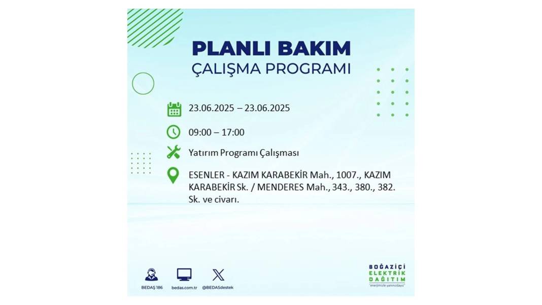KARANLIĞA HAPSOLACAKLAR: 23 Haziran Pazartesi İstanbul elektrik kesintisi. BEDAŞ o ilçeleri uyardı! 30