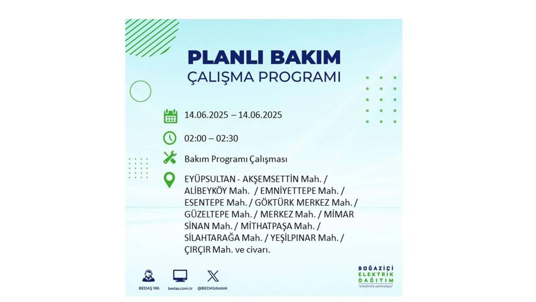O İLÇELERDE ELEKTRİK OLMAYACAK: BEDAŞ 14 Haziran Cumartesi günü elektrik kesintisi yaşayacak ilçeleri duyurdu! 24