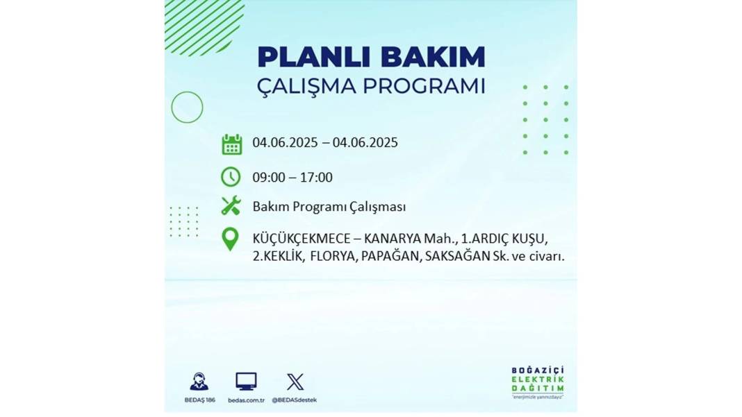 SAATLERCE ELEKTRİK OLMAYACAK: BEDAŞ 4 Haziran Çarşamba elektrik kesintisi yaşayacak ilçeleri sıraladı! 14