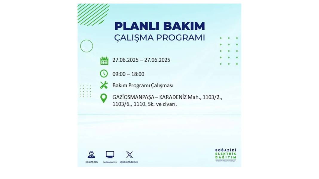 SAATLERCE ELEKTRİK OLMAYACAK: BEDAŞ 27 Haziran Cuma elektrik kesintisi yaşayacak ilçeleri sıraladı! 20