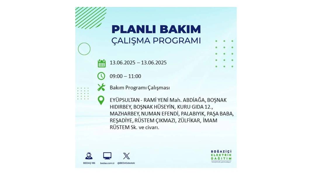ELEKTRİKLER SAATLERCE OLMAYACAK: BEDAŞ 13 Haziran Cuma elektrik kesintisi yaşayacak ilçeleri sıraladı! 31