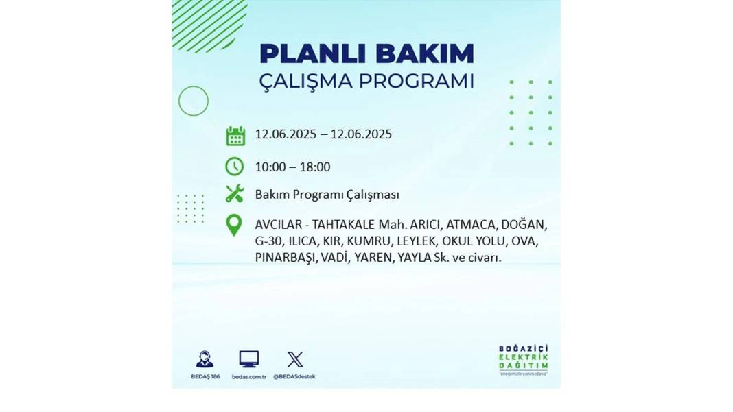 BÜYÜK KESİNTİ YAŞANACAK: BEDAŞ 12 Haziran Perşembe elektrik kesintisi yaşayacak ilçeleri sıraladı. Elektrikler ne zaman gelecek? 65