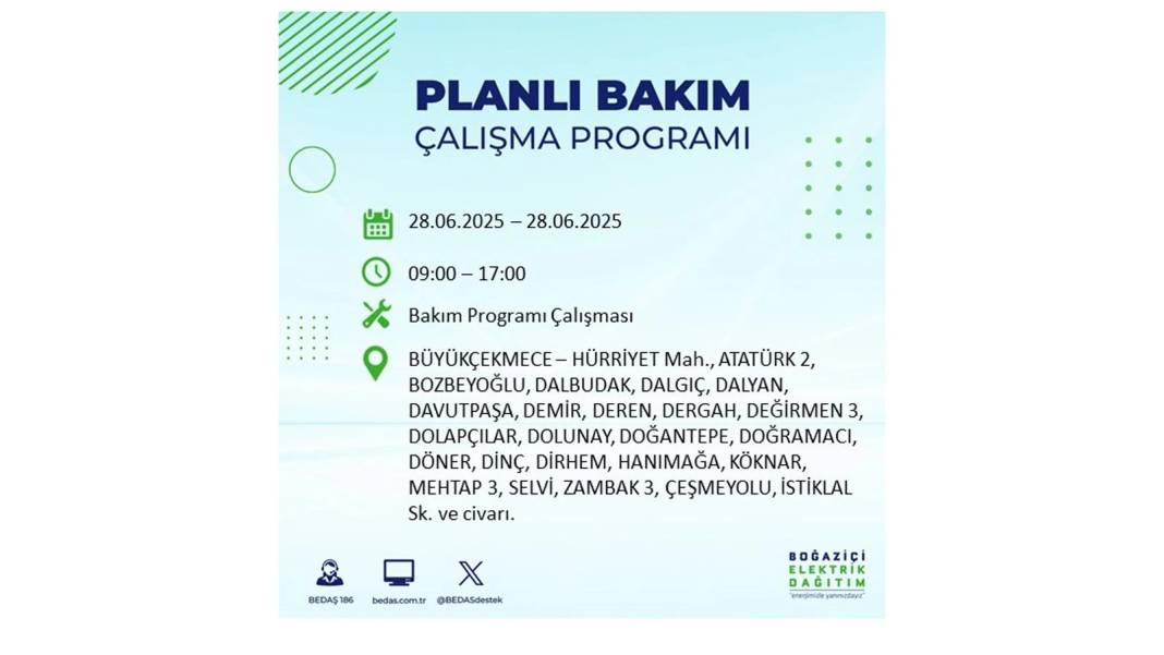 O İLÇELER KARANLIĞA GÖMÜLECEK: BEDAŞ 28 Haziran Cumartesi elektrik kesintisi yaşayacak ilçeleri sıraladı! 17