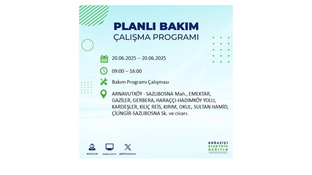 BÜYÜK KESİNTİ YAŞANACAK: BEDAŞ 20 Haziran Cuma elektrik kesintisi yaşayacak ilçeleri sıraladı. Elektrikler ne zaman gelecek? 51
